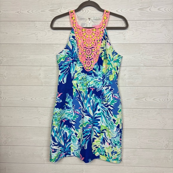 Lilly Pulitzer Pearl Shift Dress Brilliant Blue Wade and Sea Size 6 - Picture 4 of 10